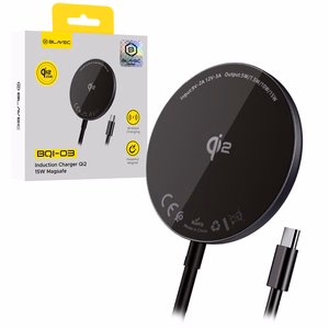 Индукционное зарядное устройство Blavec BQI-03 Qi2 15W магнитное MagSafe (BQI03-QI2MB) чёрное (повреждённая упаковка)