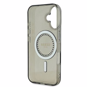 Guess IML Rhinestones Magnētiskais viedtālruņa apvalks iPhone 16 - melns