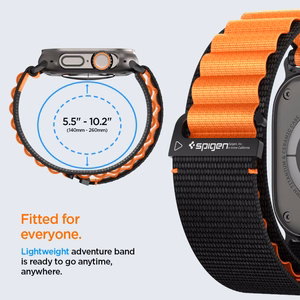 SPIGEN WBF1 РЕМЕШОК APPLE WATCH 6 / 7 / 8 / 9 / 10 / SE / ULTRA 1 / 2 (44 / 45 / 46 / 49 MM) ЧЕРНЫЙ/ОРАНЖЕВЫЙ