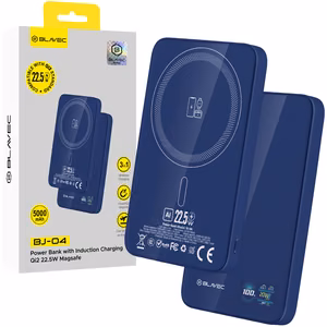 Blavec Внешний аккумулятор 5000mAh BJ-04 Ultra Slim 7,8mm - Type C - 22,5W магнитный MagSafe 3 в 1 (PBBJ04-MC5N) тёмно-синее стекло