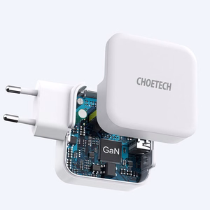 Charger CHOETECH GaN USB Type-C, Type-A: 65W, PD, QC