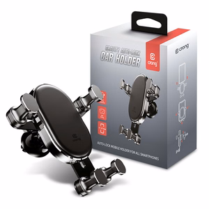 Crong Gravity Auto-Lock gravitācijas automašīnas tālruņa turētājs 4.7–6.5" tālruņiem, melns