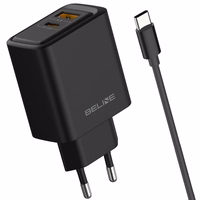 Tīkla lādētājs Beline 45W USB-A/USB-C + USB-C/USB-C kabelis BLN2CB45C melns