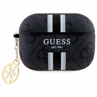 Guess GUAP2P4RPSK AirPods Pro 2 (2022/2023) apvalks melns 4G Printed Stripes Charm
