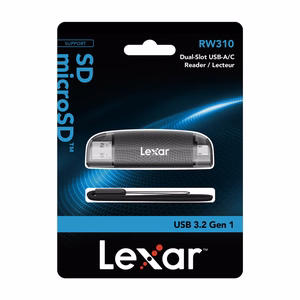 Lexar LRW310X Dual USB-A/C micro SD, SD USB 3.1 atmiņas karšu lasītājs