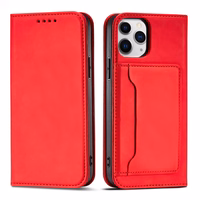 Magnētiskais karšu apvalks iPhone 12 Pro maciņš karšu maks karšu turētājs sarkans