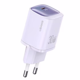 USAMS Tīkla lādētājs CC251 30W GaN USB-C Fast Charging HC Series violets CC251TC03