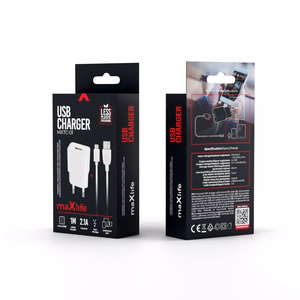 Maxlife MXTC-01 lādētājs 1x USB 2.1A balts + microUSB kabelis