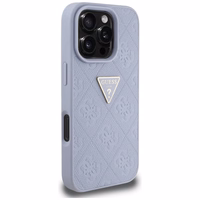 Guess Hot Stamp 4G Pattern Triangle Metal Logo viedtālruņa apvalks iPhone 16 Pro - violets