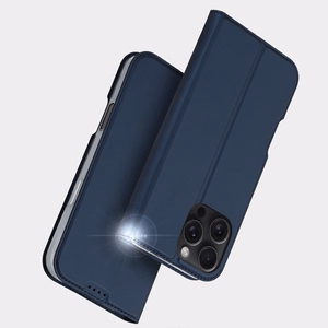 Dux Ducis Skin Pro viedtālruņa apvalks iPhone 16 Pro Max ar atveramu vāciņu un karšu nodalījumu - zils