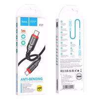 Kabelis USB C uz USB C Hoco PD QC 3A 60W 1 m X59 melns