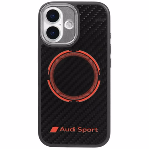 Audi RSQ Oglekļa šķiedras Sporta sarkanais aplis Magnētiskais viedtālruņa apvalks iPhone 17 - melns