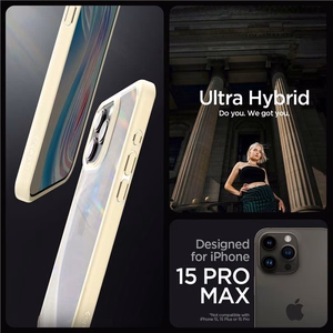 Spigen Crystal Hybrid viedtālruņa apvalks iPhone 15 Pro Max - caurspīdīgi bēšs