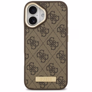 Guess 4G Logotipa Plāksne Magnētiskais viedtālruņa apvalks iPhone 17 brūns