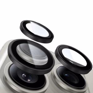 Aizsargstikls Tel Protect Titanium Lens 99% AR uz kameras Iphone 15 Pro/15 Pro Max melns (3 objektīvi)
