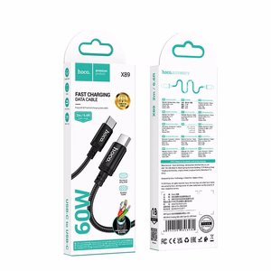 Кабель USB C to USB C Hoco 3A 60W 2 m X89 черный