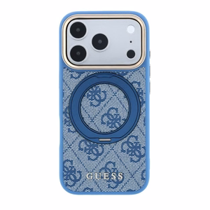 Guess PU 4G Ring Stand MagSafe maciņš Apple iPhone 18 Pro, zils