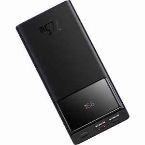 Baseus Star-Lord ārējais akumulators, 20000 mAh, 22,5 W, ar digitālu displeju un USB-C 3 A 30 cm kabeli – melns