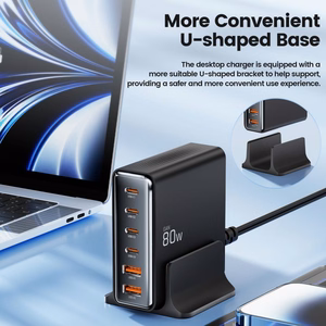 Tech-protect DC80W-GAN 6-PORT PD80W/QC3.0 uzlādes stacija - melna