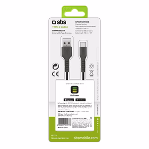 SBS TECABLEMICROC15K USB-A - USB-C kabelis 1,5 m - melns