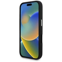 Karl Lagerfeld Saffiano pilnībā pārklāts iegarena metāla logotipa magnētiskais viedtālruņa apvalks iPhone 16 - melns