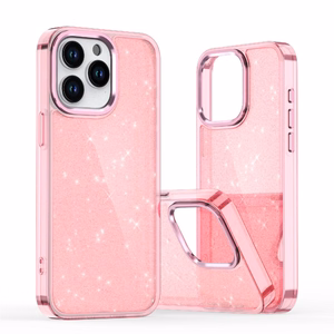 Spīdīgs viedtālruņa apvalks iPhone 16 Pro - rozā ar spīdumiem