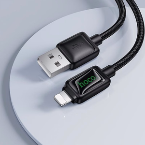 Kabelis ar LCD USB A uz Lightning Hoco 2,4A 1,2 m U146 melns