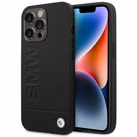 Viedtālruņa apvalks BMW BMHCP14XSLLBK iPhone 14 Pro Max 6.7 "melns / melna Ādas Zīmogs
