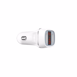 Borofone BZ3 Joyroad automašīnas lādētājs ar 2 USB-A pieslēgvietām, 12 W, ar digitālo displeju, balts