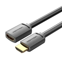 HDMI 2.0 vīrietis uz HDMI 2.0 sieviete pagarinājuma kabelis Vention AHCBD, 0,5 m, 4K 60Hz (melns)