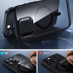 ESR Classic Hybrid Halolock Magnētiskais viedtālruņa apvalks + rūdītais stikls iPhone 16 Pro - caurspīdīgs ar melnu rāmi