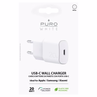 Puro White 20W Power Delivery USB-C sienas lādētājs - balts