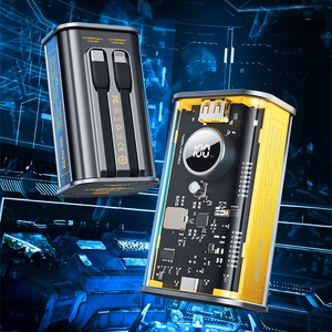 WEKOME WP-345 Vanguard Series ārējais akumulators, 10000 mAh, PD 20 W + QC 22,5 W, ar iebūvētiem USB-C un Lightning kabeļiem, dzeltens