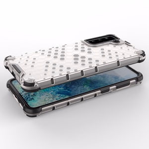 Šūnveida dizaina viedtālruņa apvalks bruņots pārsegs ar gēla rāmi Samsung Galaxy S22 + (S22 Plus) zils