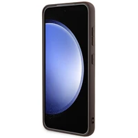 Guess 4G Collection Ādas Metāla Logotips Magnētiskais viedtālruņa apvalks Samsung Galaxy S24 - brūns