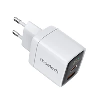 Choetech PD6052 USB-C USB-A PD 35W GaN sienas lādētājs ar ekrānu - balts
