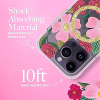 Rifle Paper Clear MagSafe - maciņš decorated in zeltains iPhone 14 Pro (Rose Garden)