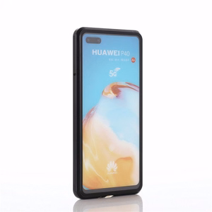 Wozinsky Magnetic Cam Slider Case Full Body Cover built-in front glass lens rotector for Huawei P40 black