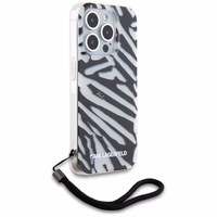 Karl Lagerfeld IML Zebra Pattern & Cord viedtālruņa apvalks iPhone 15 Pro - melns