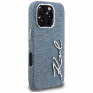 Karl Lagerfeld FW Jeans Signature Logo iPhone 16 Pro Case - Blue