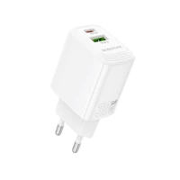 Borofone sienas lādētājs BN29 Fuente - USB + Type C - QC 3.0 PD 30W balts