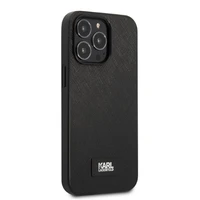 Karl Lagerfeld KLHCP13LSFMP2K iPhone 13 Pro / 13 6.1" cietais apvalks melns/melns Saffiano plāksne