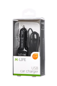 M-Life automašīnas lādētājs Apple iPhone, iPad + USB, 2100 mA