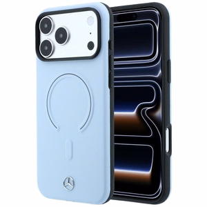 Mercedes 3D MagSafe ādas maciņš, paredzēts iPhone 18 Pro Max / 17 Pro Max, zils