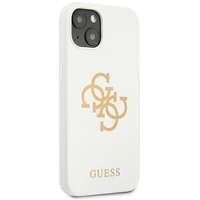 Guess GUHCP13SLS4GGWH iPhone 13 mini 5.4 silikona 4G logotipu kietais apvalks - balts