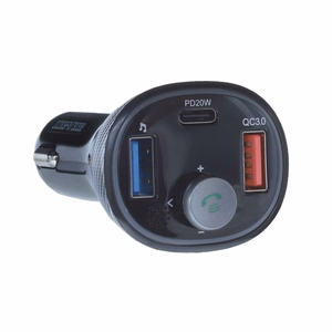 ART FM transmiters bluetooth 5.0 + USB A QC3.0 + Typ C (kopā 30W) FM-73 melns