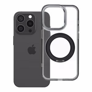 Case for iPhone 15 Pro Frame Circle Stand compatible with MagSafe black
