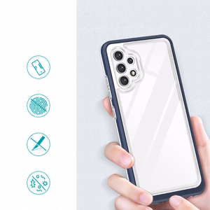 Caurspīdīgs 3in1 viedtālruņa apvalks Samsung Galaxy A32 5G rāmis gels zils