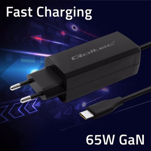 Qoltec 52419 65W GaN super ātrais lādētājs | 5-20V | 3-3.25A | USB-C 3.1