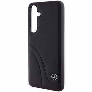 Mercedes ādas Curved Stitches viedtālruņa apvalks Samsung Galaxy S24+ - melns